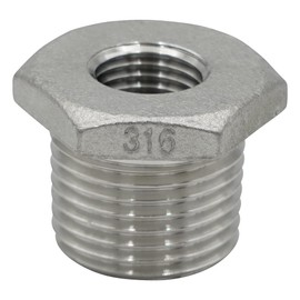 Flowbar VBU-S14-0402 1/2x1/4 Stainless Steel Threaded Fitting, Bushing, Silver