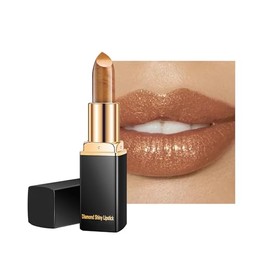 Metallic Brown Color Changing Shimmer Lipstick for Women,3D Shine High Impact Long Lasting Hydrating Transfer Proof Lipstick,Creamy Matte Non Sticky Plumping Lipgloss,Full Coverage Lip Color Makeup-06