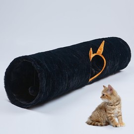 Luxurious Cat Tunnel,43" Straight Cat Tunnel Bed with Balls,Cat Toys for Indoor Cats,Collapsible Peekaboo Cat Cave for Kitten Toys（Gothic）