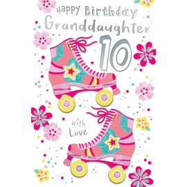 Granddaughter 10th Age 10 with Love Roller Skates Bright Happy Birthday Card