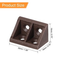 sourcing map 20Pcs Plastic Corner Braces, 90 Degree Corner Bracket, Right Angle Corner Support Brace, Shelf Board Holder for Wood Furniture Cabinet Drawer Bookcase, Brown