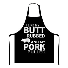 Wasach I Like My Butt Rubbed and My Pork Pulled Apron,Adjustable Neck Bib Apron for Men Women,Suitable for Kitchen Cooking Waitress Chef Apron