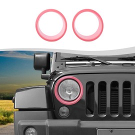 SQQP Headlight Turn Light Cover Trim Fit for 2007-2018 Jeep Wrangler JK JKU Exterior Accessories (Pink)