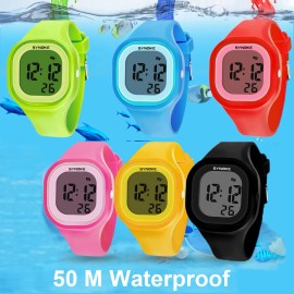 Unbranded Mens Womens Waterproof Digital Sports Electronic Watch LED Backlight Wristwatch - Green