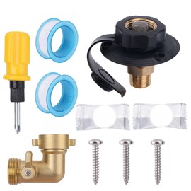 RV City Fresh Water Inlet with Brass Check Valve & Fittings 3/4" NH Female to 1/2" NPT Male Anti-Backflow Fill Brass Connection Replacement for RV Camper Trailer Marine Supplies