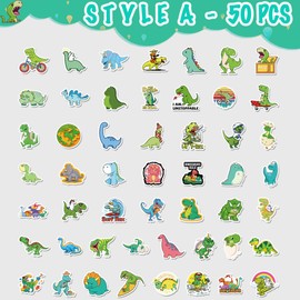 200PCS Dinosaur Stickers, Waterproof Cute Animal Vinyl Dino Scrapbook Sticker for Water Bottle, Laptop, Book, Skateboard, Tumbler, Kids Party Favor, Reward, Dino Party Supplies