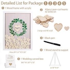 HIALTODAY Wedding Guest Book Alternative Kit，Wooden Guest Book with Sign and Hearts for Rustic Wedding Decorations for Reception Bridal Shower