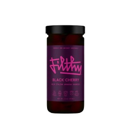 Filthy Cocktail Amarena Black Cherries, Premium Cocktail Garnish, All Natural Wild Italian Amarena Black Cherry, Non-GMO, Gluten Free, Vegan, Slow-Cooked, 11 Oz Jar, 45 Cherries