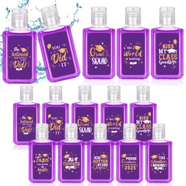 50 Pack Graduation Mini Hand Sanitizer Bulk, Graduation Gift for Teacher Classmates, 1fl oz Travel Size Hand Sanitizer Graduation Hand Soap Gifts for Graduation Party Favors Supplies (Purple)