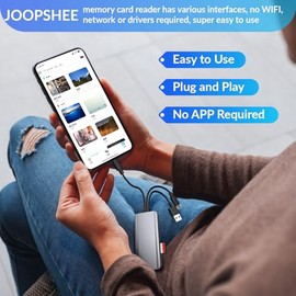JOOPSHEE Lector de Tarjetas de Memoria múltiple 5 en 1, Adaptador de Lector de Tarjetas SD/TF/CF/MS/M2/Memory Stick Pro Duo/Micro SD de Aluminio para Dispositivos Phone/Pad USB C/USB A,Plug and Play
