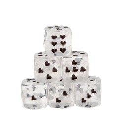 WeLoveDice - Dice White with Black Hearts - Made in Germany - Pack of 6