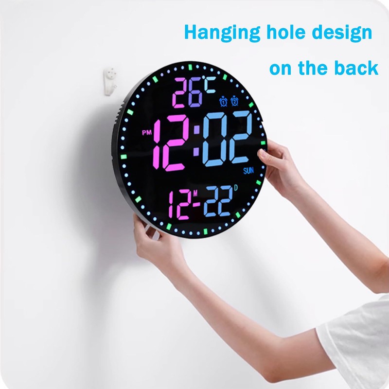 LED Digital Wall Clock Large Display, 10 Inch Electronic Alarm