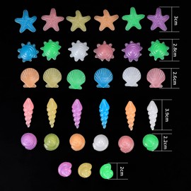 wokery 150 Pcs Glowing Pebbles, Glow in the Dark Stones Rocks Conch Shells Starfish, Colorful Luminous Cobblestones, Decorative Gravel Pebbles Stones Rocks for Aquarium Fish Tank Garden Decoration