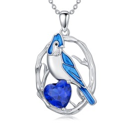 Midari Blue Jay Necklaces for Women 925 Sterling Silver Blue Jay Pendant Necklace Our Love Never Dies Blue Bird Jewelry Birthday Christmas Gifts for Bird Lover