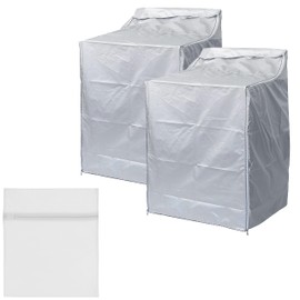 BlueStars 2PCS Washing Machine Covers with Laundry Bag: Perfect For Top-load and Front-load Washer/Dryer - Premium Outdoor Protection For Most Washer Dryer Cover - W29”x D28”x H43” (Silver)