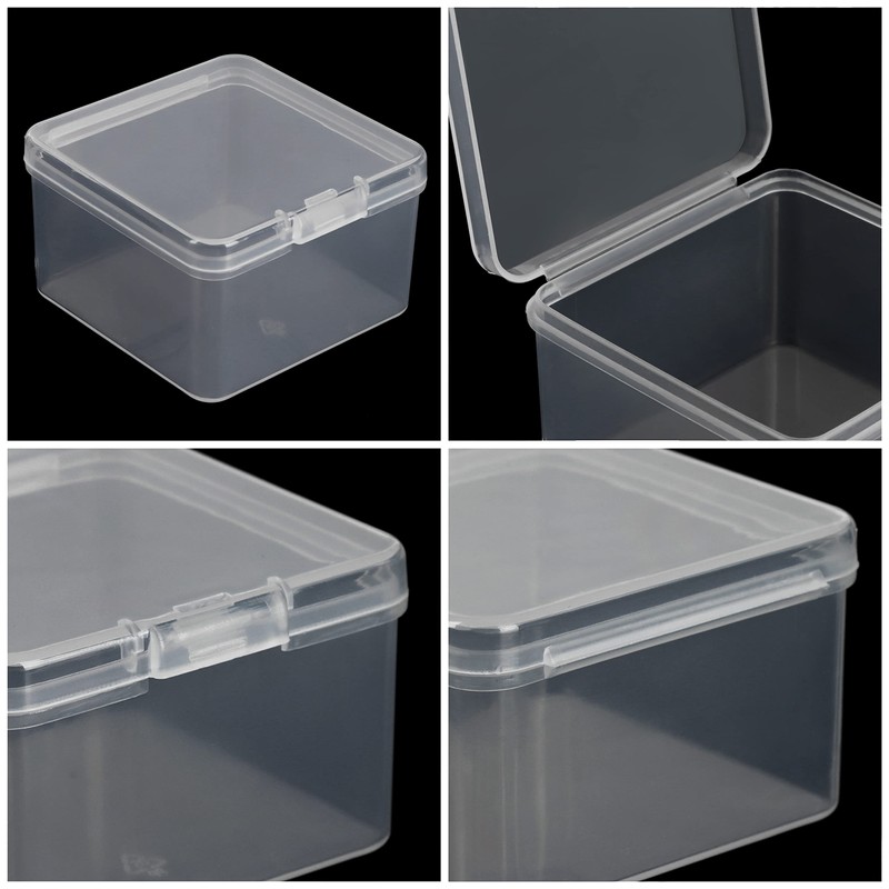 BELLE VOUS 24 Pack Small Clear Plastic Storage Box Containers