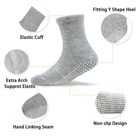 ELUTONG Toddler Non Slip Socks - 12 Pairs Anti Skid Grip Socks for 7-10 Years Kids