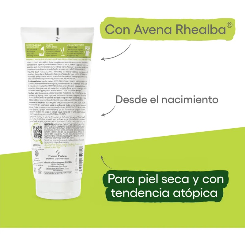 Bálsamo Emoliente Exomega Control A-Derma 200 ml Piel Seca Diaria