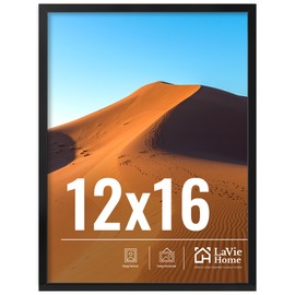 LaVie Home 12x16 Picture Frame for Wall Display, 12x16 Black Picture Frame with HD Plexiglas, 12 x 16 Poster Frame 1 Pack, Display Frame for Vertical or Horizontal, Classic Collection