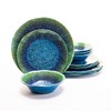 Melamine Dinnerware Set 12 PCS Teal Turquoise Tableware Plates Bowls