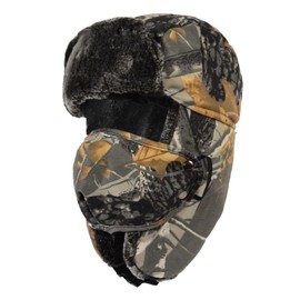 LY4U Winter Trapper Hat Men, Warm Fleece Lined Pilot Cap, Camo Windproof Hats for Cold Weather Hunting, Skiing, Hiking and Daily Wear, Grey