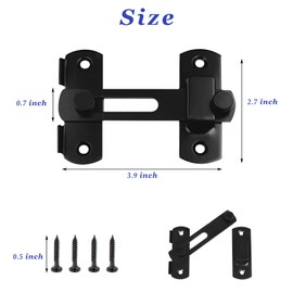 DOUBLE 2 C Barn Door Lock, 2 Pack Sliding Barn Door Lock Hardware Gate Latches, Carbon Steel Door Latches for Barn Door Cabinet Window Closet Door, Black, 2 Pack