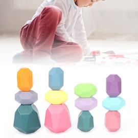 Bloques de Piedra, 12 Piezas de Bloques de Construcción de Equilibrio de Rocas de Colores, Juego de Interacción entre Padres E Hijos, Rompecabezas Educativos, Bloques de Apilamiento, Juguetes Educativ