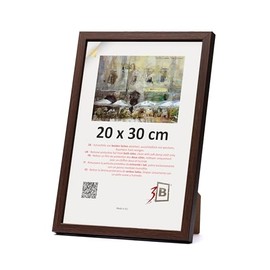 3-B Mega Picture Frame, Dark Brown (Walnut with Optical Wood Grain), 20 x 30 cm, Wooden Frame, Photo Frame, Portrait Frame with Acrylic Glass