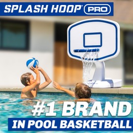 GoSports Splash Hoop Swimming Pool Basketball Game, Includes Poolside Water Basketball Hoop, 2 Balls and Pump – White