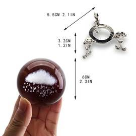 HDCRYSTALGIFTS 60mm/2.3inch 3D Inner Carving Rain Cloud Crystal Ball Paperweight with Silver Base Fengshui Decorative Ball Figurine Ornament Glass Sphere for Home Art Decor