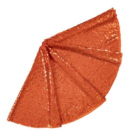 ShinyBeauty Embroidered and Sequined Holiday-Orange-Sequin Tree Skirt-24Inch Christmas Tree Skirt Polyester Christmas Tree Skirt 24inch Diameter Small Ttree Skirt for Small/Slim/Pencil Trees