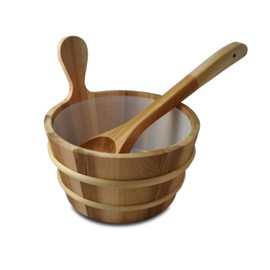 Premium Cedar Sauna Bucket Set with Wooden Scoop Ladle and Durable Liner – Ideal for Traditional Finnish Saunas, Steam Rooms, and Home Spa Relaxation