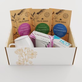Familienplannung-Geschenkbox von Vita Et Natura - Inklusive LH-, Schwangerschaft-Teststreifen und eine Teetasse mit Filter