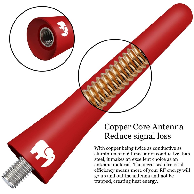 ONE250 2.5" inch Short Copper Core Antenna, Compatible with Jeep