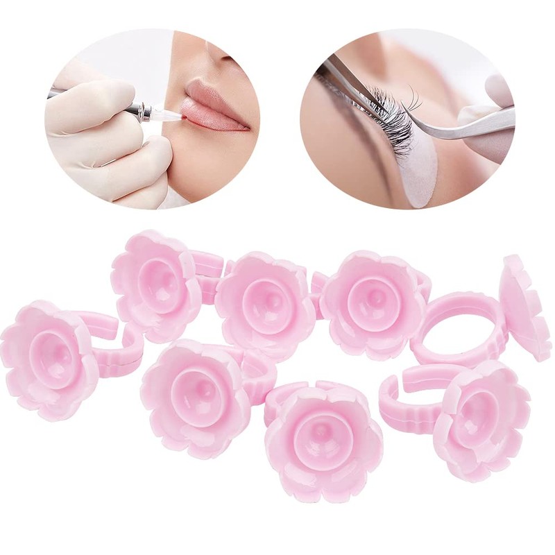 Mekupeu100 PCS Disposable Plastic Eyelash Flower Glue Ring