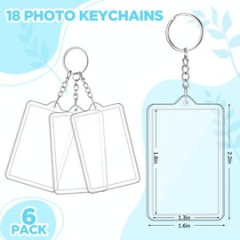 6 Set Acrylic Photo Frame Keychain 2 x 3 Inch Acrylic Clear Keychain Picture Holder Blanks for Graduation Birthday Gifts
