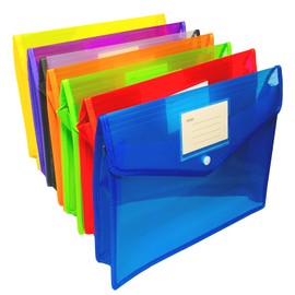 7 Pack A4 Plastic File Folders, ZACHMEST Waterproof Transparent Expandable File Organiser Portable Large Capacity File Clear Document Folders Wallet for Office Business School Home