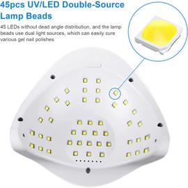 Lámpara de Uñas LED UV, 180W UV LED Lámpara de Uñas para esmalte de gel, Secador de uñas portátil profesional Lámpara de uñas con 4 configuraciones de temporizador y pantalla LCD, función de pausa y temporizador de memoria Lámpara de gel de curado Rápido