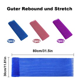 African Net Sponge, 3 Pcs Exfoliating Net African Bath Sponge, 80x30cm Long Exfoliating for Men and Women, Back Scrubber Deep Cleaning