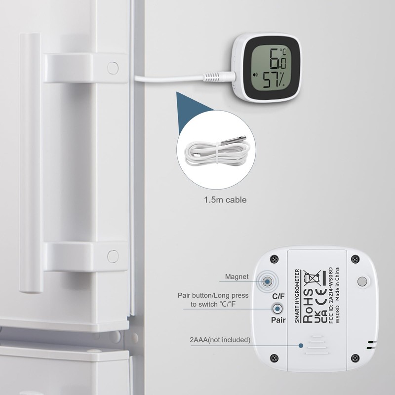 Ankilo Bluetooth Refrigerator Thermometer, Freezer Thermometer Alarm with Smart Bluetooth,