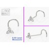 3-Stone 0.030ctw Moissanite Nose Stud - 22G Solid 14Kt Gold