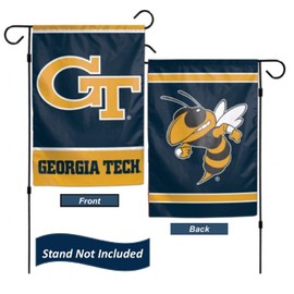 Georgia Tech Yellow Jackets Garden Flag 12.5 x 18 Inch Double Sided College Yard Banner Flag Is Printed in the USA and Licensed by Wincraft