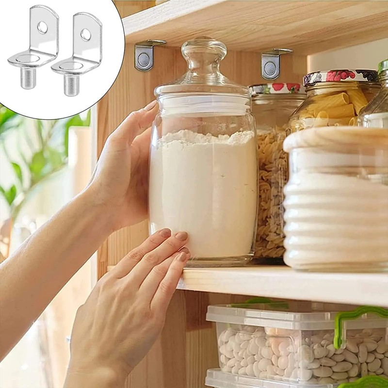 1/4 Inch (6.35mm) Shelf Pins 50 Pcs L-Shaped Metal Support