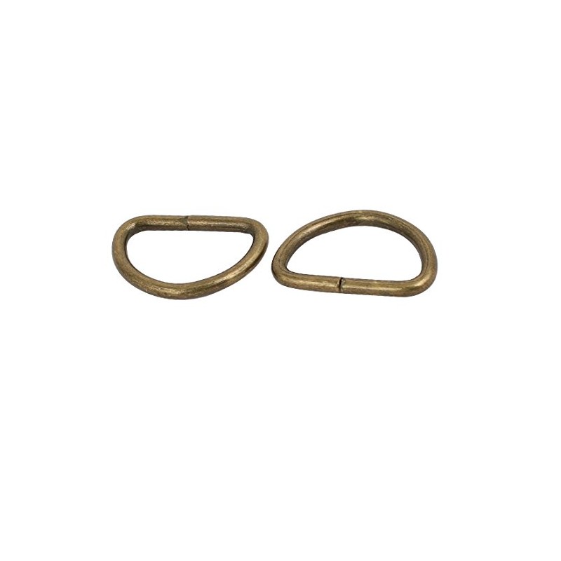 sourcing map Pack of 10 D Rings Welded Bronze Tone