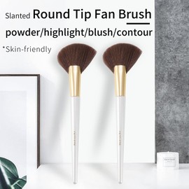 Enzo Ken Large Fan Brush Flexible Angled Fluffy Blusher Brush for Mineral Powder, Contours and Highlighting, Nose Contour 169 L
