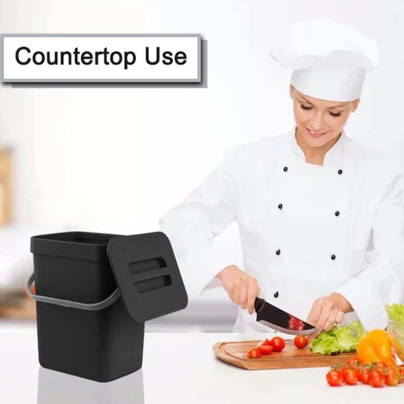 stonespace Kitchen Compost Bin for Countertop, Hanging Small Trash Can