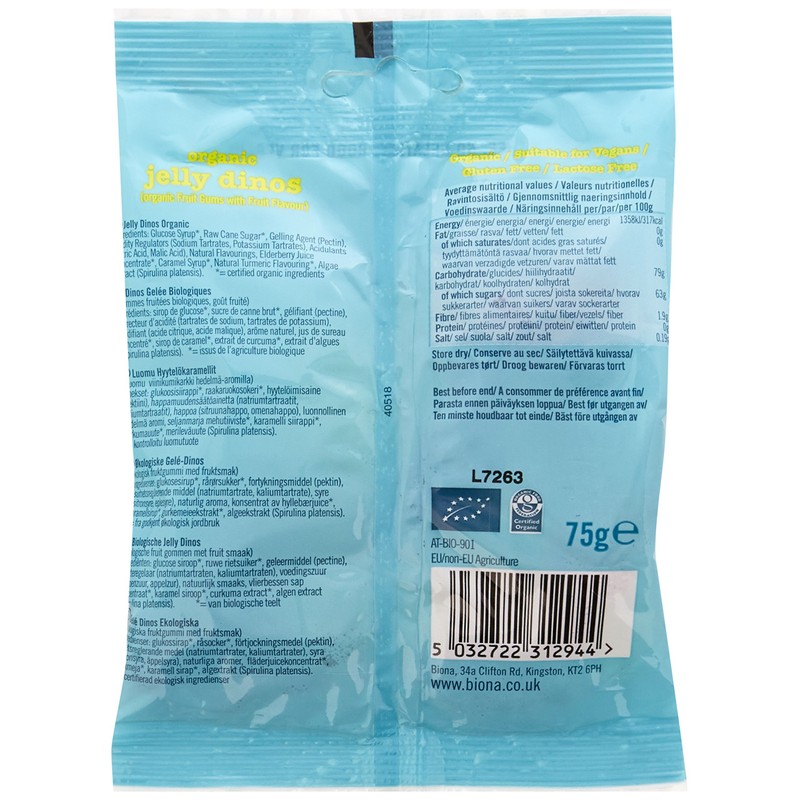 Biona Organic Jelly Dinos 75g (Pack of 5)