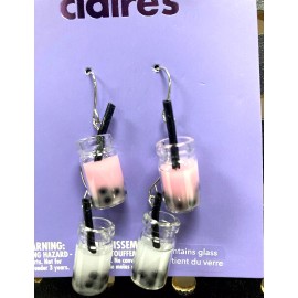 Claire's Claire’s Girls 2 Pair of Boba Tea Drop Earrings Pink & White SO CUTE!