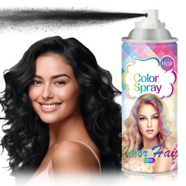 ZHISHUDL Black Hair Spray Color Temporary One-Time Use Washable Temporary Hair Color Spray for Women Kids, Temporary Black Hair Dye for Hollowen,Christmas Party,Cosplay (Black,120 ML）