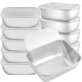 HOZEON 10pcs Stainless Steel Food Storage Containers with Lids, Stackable Meal Prep Containers for Office Lunch, Freezer Safe Airtight Snack Boxes